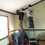 installing fireplace